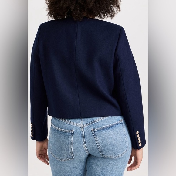 L’Agence collarless wool blend jacket blazer jacket navy NWT - Picture 6 of 12